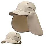 Huakunda Sonnenhut mit Nackenschutz UV-Schutz Abnehmbarer Sommer Cap Sonnenschutz Atmungsaktiv...