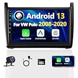 2G+64G Android 13 Autoradio für VW Polo 6R 6C 9N 2008-2020 mit Wireless Carplay Android Auto, 9''...