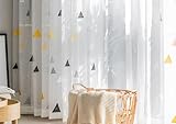 Aotiwe Curtains Transparent, Fenstergardinen Modern Dreiecksmuster Weiß Schwarz Gelb Boho Vorhang...