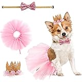 Zhenp 3 Stück Hochzeitskleid für Hunde, Tutu Rock für Hunde, Hunde Prinzessin Kronen Set,...
