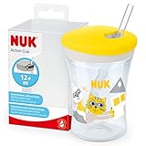NUK Action Cup Trinkbecher Kinder | 12+ Monate | 230 ml | Drehdeckel mit weichem Strohhalm |...
