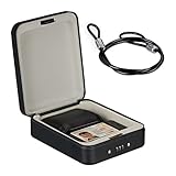 Relaxdays Sicherheitsbox mit Zahlenschloss, tragbar, mit Sicherungskabel, Autosafe, Stahl, HxBxT:...