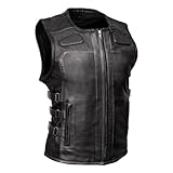 Milwaukee Motorcycle Clothing Co. MMC40003 Damen-Lederweste Gixxer, schwarz, Premium-Lederweste mit...