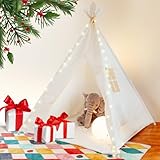 ALRITHO® Tipi Zelt für Kinder aus 100% Baumwolle & Holz inkl. Kuschelmatte, Tragetasche &...