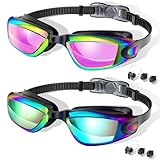 FullLove Schwimmbrille Kinder, 2 Stück Schwimmbrille mit Silikon-Nasenbrücke, Anti-Beschlag...