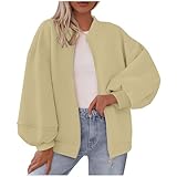 Bomberjacke Damen Leichte Blouson Jacke Casual Sommerjacke Kurze Pilotenjacke Langarm...