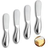 QIANCSJ Buttermesser 4 Stück Klein Buttermesser aus Edelstahl, Käsemesser Set Marmelade Messer...