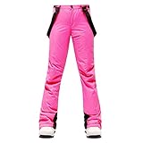 Damen Skihose – Isolierte Ski-Latzhose, wasserdichte Schneehose mit Fleecefutter,...
