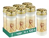 Bolsius Grablicht - Weiß - Set 6 Stück - Länge Brenndauer 120 stunden- Trauerkerze &...