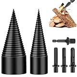 Spetsbst Holzspalter Bohrer 50mm + 32mm, Kegelspalter mit 4 Bohrgriffe, Bohrkegel Holzspalter...