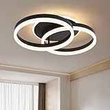 Amdelne LED Deckenlampe Wohnzimmer 50cm 2-Ringe Design, 36W Deckenleuchte Moderne mit Fernbedienung...