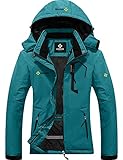 GEMYSE Damen Wasserdichte Berg-Skijacke Winddichte Fleece Outdoor-Winterjacke mit Kapuze (Acid Blau...