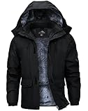 Tansozer Skijacke Herren Winter Wasserdichte Outdoorjacke Warme Parka mit Fell Thermo Arbeitsjacke...