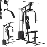 ArtSport Kraftstation ProfiGym 2000 mit Latzug- & Butterflystange, Seilzug & Beinstrecker - 9...