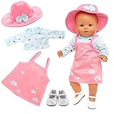 Miunana Kleidung Puppenkleidung Outfits für Baby Puppen, Kleidung Hut Schuhe für 35-43 cm Puppen...