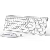 iClever GK03 2.4G Tastatur Maus Set Kabellos, Aluminium Wireless Slim Tastatur QWERTZ Layout...