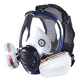Prassia 18 in 1 Gasmaske Vollgesichtsmaske mit Filter, industrische Staubschutzmaske für sprühen,...