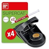 SWISSINNO Mausefalle SuperCat – 4 Schlagfallen + 2 Köderspritzen – Effektive Mausefalle mit...