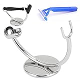 Rasiererhalter aus Edelstahl, gebogene Stützbasis mit poliertem Finish, ideal für sicheres Lagern...