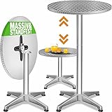 Casaria® 2in1 Stehtisch Klappbar Höhenverstellbar 70 cm / 115 cm Hoch Aluminium Rund Ø 60 cm...