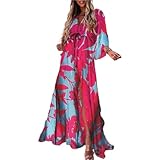 MZPOZB Wunderschönes Druckkleid for Damen, lässig, elastische Taille, langes Partykleid, Sommer,...