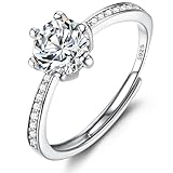 JeweBella Ring Silber 925 Damen Verlobungsring Verstellbarer Glänzend Cubic Zirkonia Silberringe...