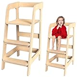 Puecrof Hochstuhl aus Birkenholz für Kinder – Einfache Montage, mitwachsend, inkl. Fußstütze,...
