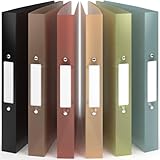 ACROPAQ - 6 x Ringbuch A4 - Mit 2 Ringen, Mit Rückenetiketten, Rückenbreite 3,5 cm, Wasser, Natur...