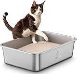 Edelstahl Katzenklo, Große Katzentoilette, XXL Katzentoilette Edelstahl Offen, Metall Katzenklo...
