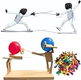 Cunsieun Balloon Wood Man Battle mit 100 Ballnoons,Thicken Handmade Wooden Fencing Puppets,...