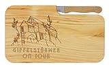 LASERHELD | Brotzeitbrett Holz mit Gravur “Gipfelstürmer on Tour” & Messer | 26 x 15 cm |...