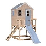 Wendi Toys M22 Spielhaus mit Rutsche, Stelzenhaus aus FSC-Holz für Kinder Garten Outdoor,...