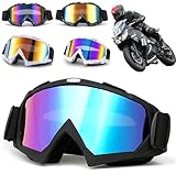 DONGZQAN Motorradbrille für Brillenträger - Motocross und MTB Brille für Helm, UV400 Winddichte...