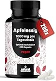 Apfelessig Kapseln - 200 Kapseln Hochdosiert - 1000mg pro Portion - Stoffwechsel Apple Cider Vinegar...