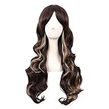 MapofBeauty 28 Zoll/70 cm Seitenscheitel Pony Charmante Frauen Lange Lockige Volle Haar Gewellt...