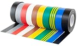 Gocableties - Isolierband Farbig Set - 19 mm x 20 m - strapazierfähiges, selbstklebendes...