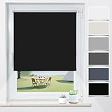 Verdunklungsrollo Klemmfix ohne Bohren Schwarz B45 x H170cm(Stoffbreite 40cm) Rollos für Fenster...