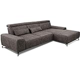 CAVADORE Ecksofa Gizmo / L-Form-Couch in Lederoptik mit XL-Longchair, Sitztiefenverstellung und...