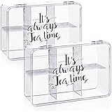 com-four® 2X Aufbewahrungsbox für Tee und Teebeutel - Teebox aus transparentem Kunststoff mit 6...