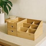 BOXIMO Organizer aus Bambus mit Schubladen Bambus-Organizer SOLA 33 x 20 x 15,4 cm