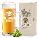 polar-effekt Bierkrug 0,5 L und Holzkiste 2-tlg Set mit personalisierter Gravur - Geschenk zum...