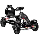 HOMCOM Gokart Tretauto mit Handbremse, verstellbarem Sitz, Vor- und Rückwärtsgang, Tretfahrzeug...