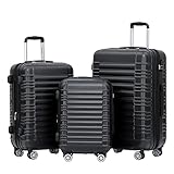 BEIBYE Hartschalen Koffer Trolley Rollkoffer Reisekoffer Zwillingsrollen Kofferset (Schwaz, Set)