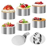 6 Stück Ø 8 cm Dessertringe, Edelstahl Tortenring, 8×4 cm Kuchenring, Servierringe mit Deckel und...