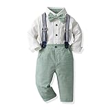 Odizli Baby Anzug Junge Hochzeit Festlich Kinder Langarm Hemd+Fliege+Hosenträger+Hose 4tlg Kleidung...