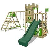 FATMOOSE Spielturm Ritterburg BoldBaron Boost XXL mit SurfSwing, Schaukel & grüner Rutsche, Outdoor...