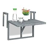 Relaxdays Balkon Hängetisch, klappbar, Balkontisch zum Einhängen, höhenverstellbar, HxBxT:...