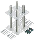 KOTARBAU® 4er Set Pfostenträger 80 mm x 80 mm x 250 mm Gewinde M24 mm Verzinkt Stützenfuß...