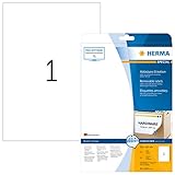 HERMA 10021 Universal Etiketten ablösbar, 25 Blatt, 210 x 297 mm, 1 pro A4 Bogen, 25 Stück,...