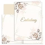 10x Einladungskarten Beige Aquarell mit Umschlägen Klappkarten Einladung Party Geburtstag...